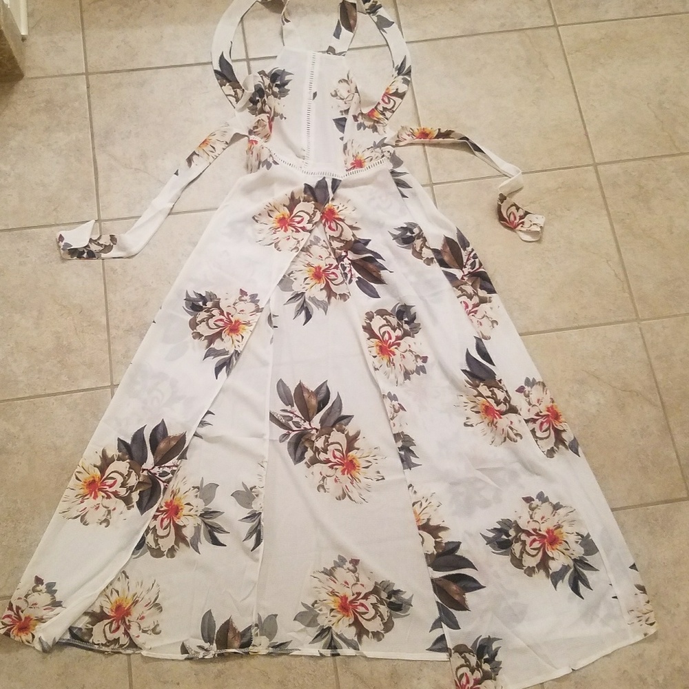 Floral Summer Maxi Backless Sundress Dress Floral - Picture 4 of 5